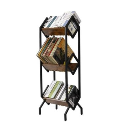 CAOJLjiaxiang-2012 CD-Holder Removable Vinyl Record Storage Rack Iron Floor-Mounted CD Record Storage Rack Office Magazine and Newspaper Rack Record Player Stand