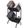 SwaaVee Vinyl Record Storage Holder with Wheels, 2-Tier Record Holder 160-200 LP with Dividers, Retro Style Quick Assembly Vinyl Record Display for Albums, Magazine, Book, Files (2 Tier- Black) view 1