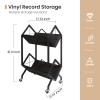 SwaaVee Vinyl Record Storage Holder with Wheels, 2-Tier Record Holder 160-200 LP with Dividers, Retro Style Quick Assembly Vinyl Record Display for Albums, Magazine, Book, Files (2 Tier- Black) view 2