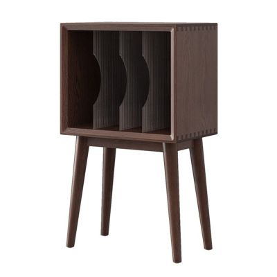 CAOJLjiaxiang-2012 CD-Holder Record Player Stand, Turntable Stand with Removable Glass Partition, Vinyl Record Storage Stand Table with Solid Wood Legs for Living Room, Bedroom Record Player Stand