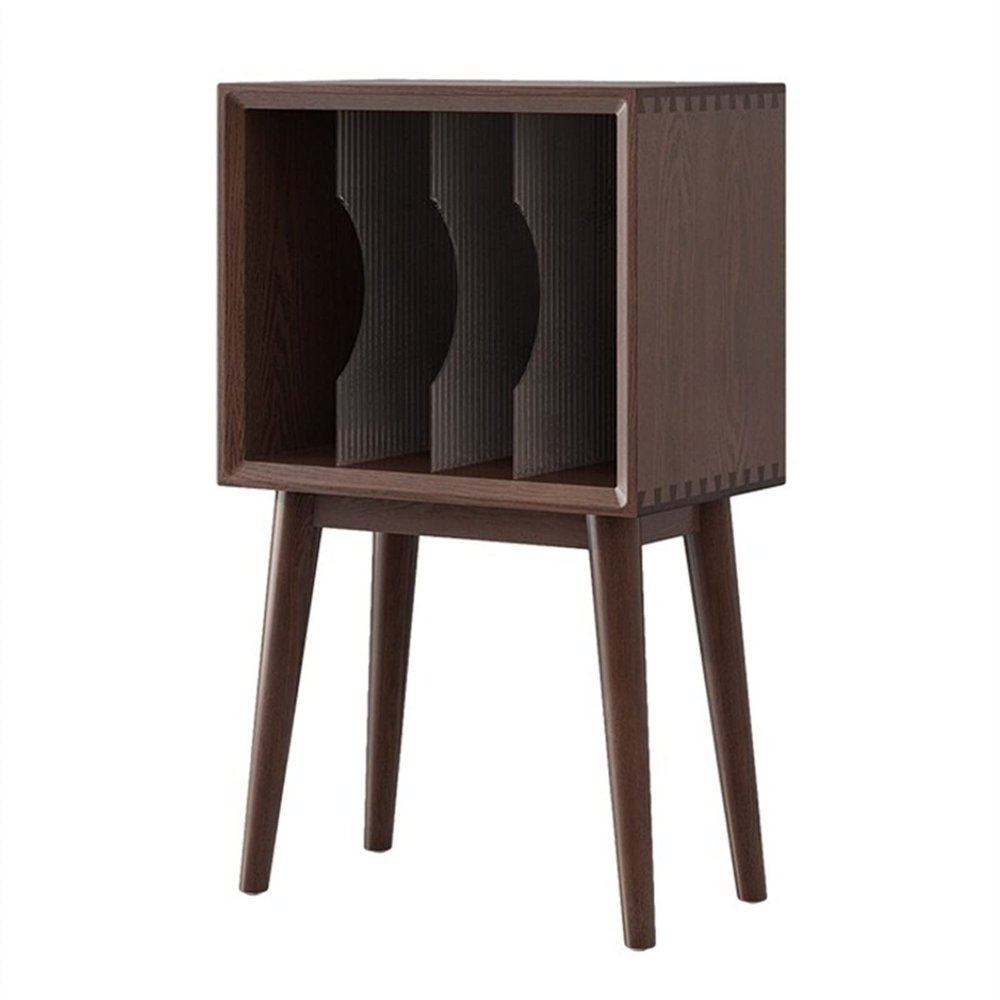 CAOJLjiaxiang-2012 CD-Holder Record Player Stand, Turntable Stand with Removable Glass Partition, Vinyl Record Storage Stand Table with Solid Wood Legs for Living Room, Bedroom Record Player Stand