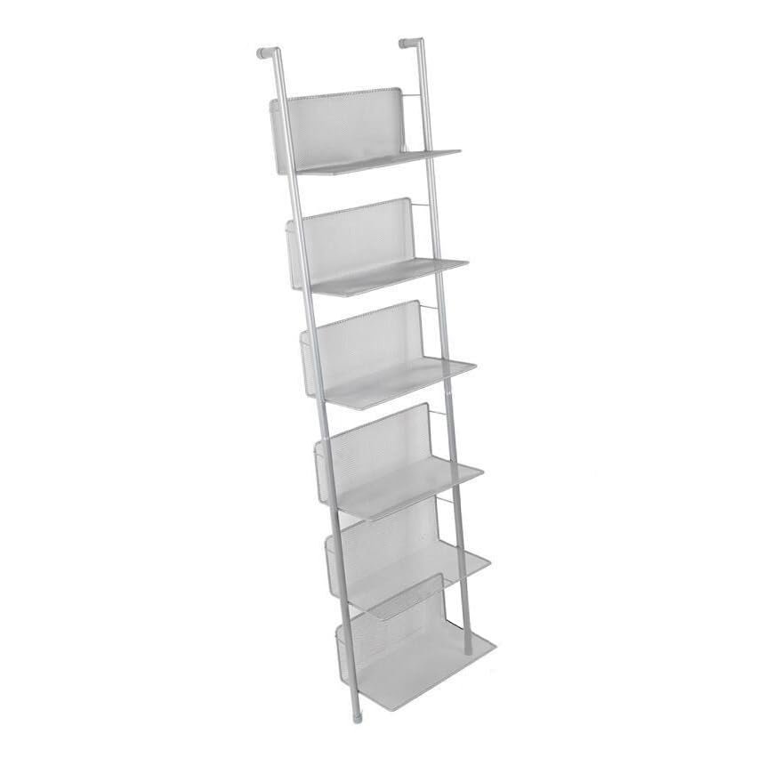 CAOJLjiaxiang-2012 CD-Holder Vinyl Record Storage Rack, 3/6 Tier Floor Standing Metal Shelf Bookshelf, Wall Mounted Document, Newspaper and Magazine Display Storage Record Player Stand(Large)