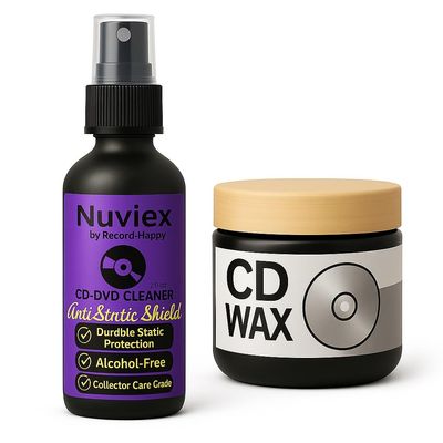 Premium CD DVD Cleaner Kit  Disc Cleaning Fluid, Microfiber Cloth, Anti-Static Glove & Cleaning Wax  Complete Compact Disc Care Set for CDs, DVDs, Blu-Rays & Video Game Discs
