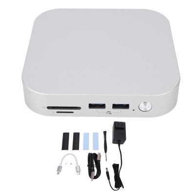 for mini M4 Dock, Docking Station Aluminum Alloy Stand and Hub for M4 Pro 2024 with 10Gbps USB Ax3 M.2SSDx2 Storage Memory Card 40Gbps Bandwidth PCIe 4.0M.2 Slots (US Plug)