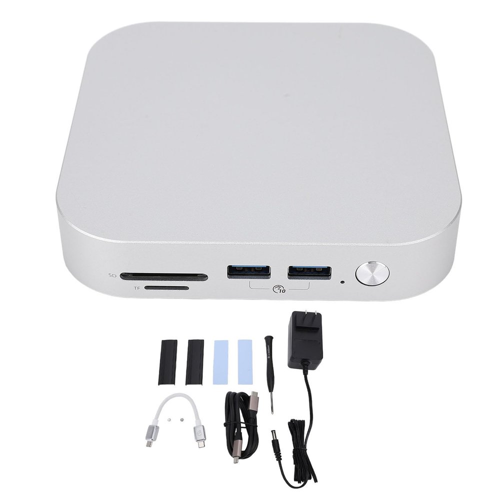 for mini M4 Dock, Docking Station Aluminum Alloy Stand and Hub for M4 Pro 2024 with 10Gbps USB Ax3 M.2SSDx2 Storage Memory Card 40Gbps Bandwidth PCIe 4.0M.2 Slots (US Plug)