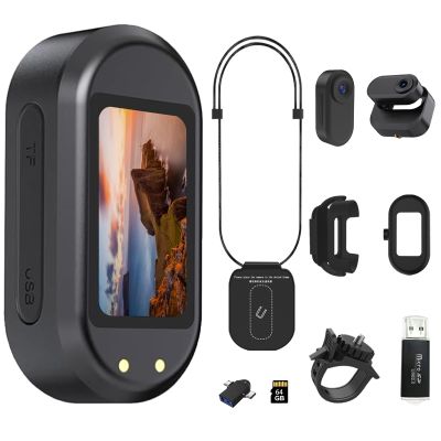 64GB 1080P Mini Body Camera, Thumb Size Wearable Action Body Cam, Hands Free Recording Bodycam with Magnetic Lanyard, Premium Portable Camcorder Mount Anywhere for Work, Travel, Pet Walking (Black)