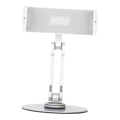 NUOBESTY Adjustable Foldable Aluminum Alloy Tablet Stand for Desk Portable 3 Rotating Holder Compatible and Tablets Silver