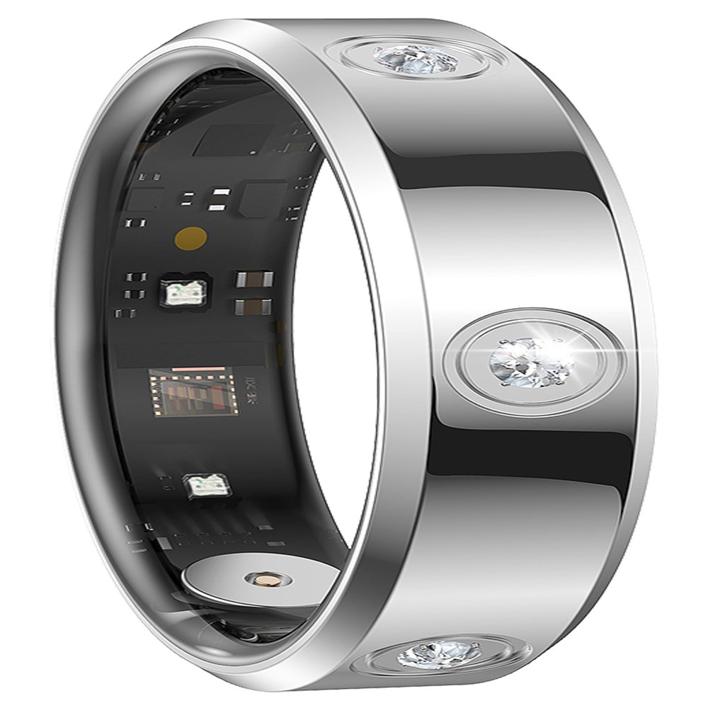 CNBRO Smart Ring Ultra Narrow Heart Rate Monitor Diamond Comfortable Sleep Ring Health Fitness Tracker Pedometer Step Counter Calories Waterproof Ladies Smart Rings for Women Men Anillo Inteligente