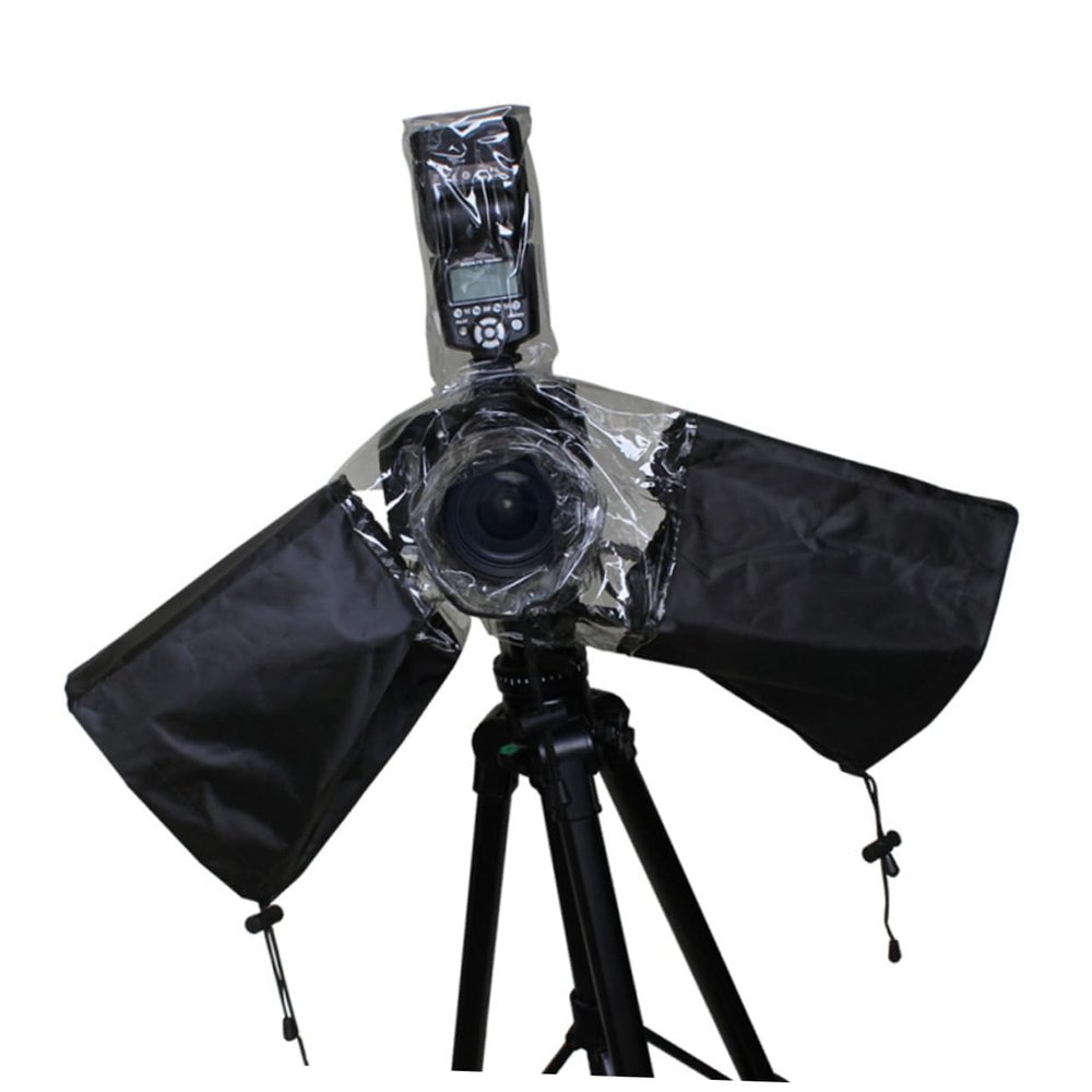 NUOBESTY Camera Rain Cover with Drawstring Arm Protectors Flexible Lens Protector for Photography Rainy Conditions Black