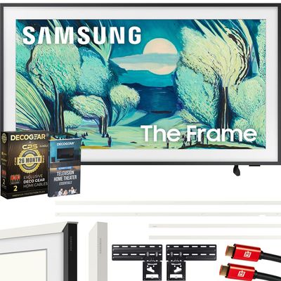 Samsung QN50LS03FA 50" The Frame QLED 4K AI TV (2025) Bundle with Modern White Bezel, CPS 26 Month Protection, Slim Flat Mount, 2X HDMI Cables & Deco Gear Complete Home Theater Beginner's Guidebook