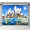 10X6.5FT Around The World Travel Backdrop Global Travel World Map Famous Landmark Buildings Photography Background Paris Eiffel Tower Holiday Themed Party Decoration YouTube Props ZH009 ZHTAOYH view 3