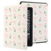 AdorableWhimsy Bow Tulip Case Compatible with Kindle Paperwhite 12th Generation 7 Inch & for Kindle Colorsoft Signature Edition 2024 with Hand Strap Textured Leather Folio Cover Auto Sleep/Wake view 1