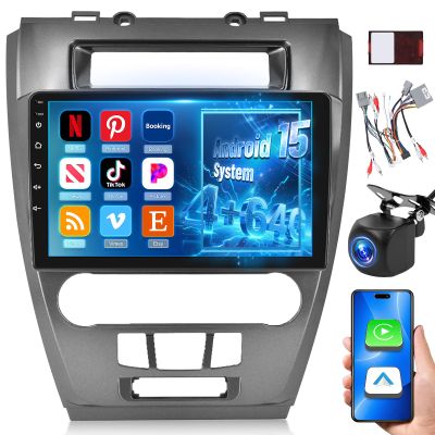 [4+64G] Upgrade Radio for Ford Fusion Mustang Mondeo 2009-2012: 10 inch IPS Touchscreen Android 15 Radio - Wireless Carplay and Android Auto, Custom Homepage, DSP/EQ, 5G/WiFi, SWC + Rearview Camera