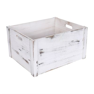 CAOJLjiaxiang-2012 CD-Holder Vinyl Record Storage Crate, Retro Vintage Record Storage Case with Handle, Wooden Album Storage Holder Record Organizer Box Record Player Stand(White)