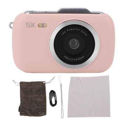 80MP 5K Digital Camera, 18x Zoom Webcam Loop Recording Slow Motion, Time Lapse Photography for (Pink)