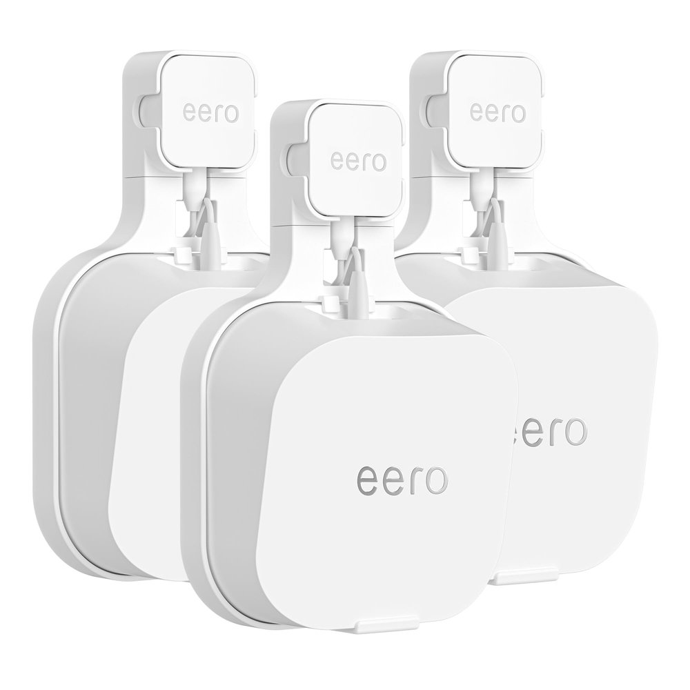 CUUTHOO Wall Mount Bracket for eero 7, Space-Saving Outlet Wall Mount for Eero 7 Router, Cable Management, Fits Vertical/Horizontal Outlets | White (3 Pack)
