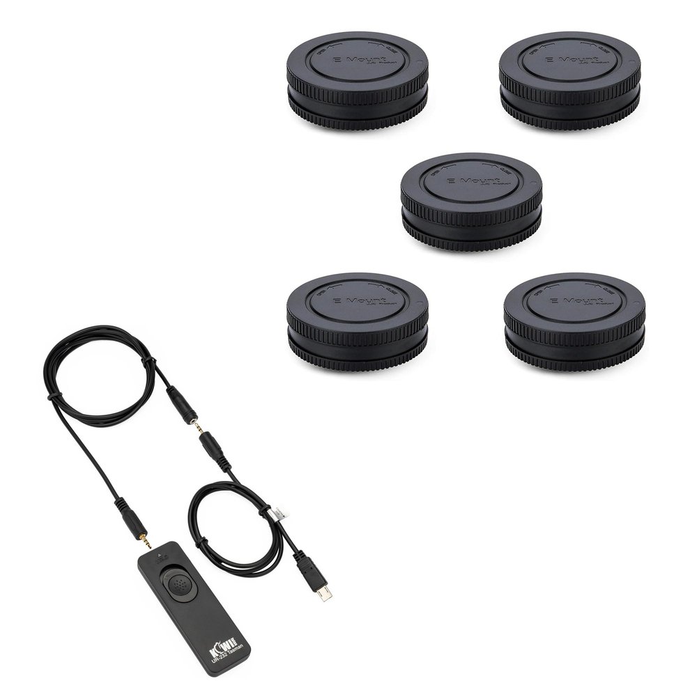 5-Pack Body Cap Rear Lens Cover & Wired Remote Shutter for Sony A6000 A6100 A6300 A6400 A6500 A6600 A7 A7II A7III A7 III A7IV A7 IV A7S A7SII A7R A7R II III A7RIII A7RIV A7RV & More Sony Cameras
