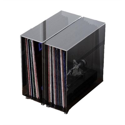 CAOJLjiaxiang-2012 CD-Holder Vinyl Record Holder, Desktop Record Storage Box with Stainless Steel Feet, Large Capacity Acrylic Vinyl Record Storage Rack Cube Record Player Stand