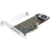 Buacoz PCIe 4.0 X4 to Dual M.2 NVMe Adapter SATA SSD Expansion Card with Cooling Fan - Dual Slot Adapter, 16Gbps Full Speed, NGFF/M.2 Key B+M & M Support view 1