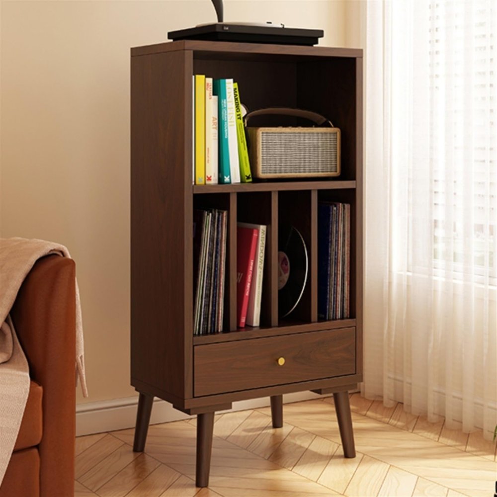 CAOJLjiaxiang-2012 CD-Holder Solid Wood Vinyl Record Cabinet CD Rack Storage Cabinet Gramophone Cabinet Floor-Standing Small Bookshelf Magazine Cabinet Living Room Side Cabinet Record Player Stand