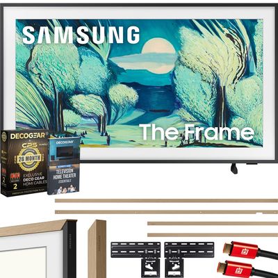 Samsung QN50LS03FA 50" The Frame QLED 4K AI TV (2025) Bundle with Modern Teak Bezel, CPS 26 Month Protection, Slim Flat Mount, 2X HDMI Cables & Deco Gear Complete Home Theater Beginner's Guidebook