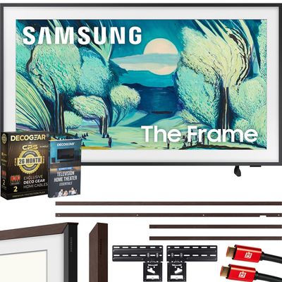 Samsung QN50LS03FA 50" The Frame QLED 4K AI TV (2025) Bundle with Modern Brown Bezel, CPS 26 Month Protection, Slim Flat Mount, 2X HDMI Cables & Deco Gear Complete Home Theater Beginner's Guidebook