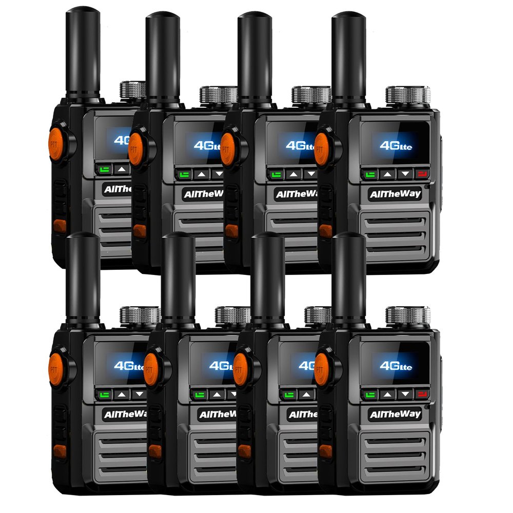 8 Pack Global Walkie Talkie Unlimited Range Fast 4G PoC Radio PTT Two Way Radio for Logistics Company, Hotel and Event Management