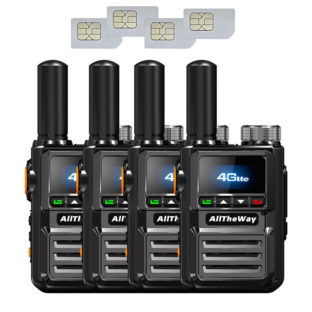 4 Pack Global Walkie Talkie Unlimited Range Fast 4G PoC Radio PTT Two Way Radio for Logistics Company, Hotel and Event Management