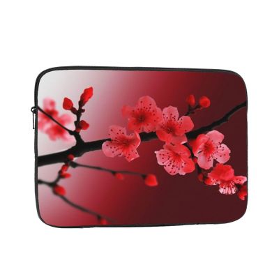Red Cherry Blossom Laptop Sleeve for Women Men, 15 Inch Waterproof Laptop Bag Lightweight Notebook Computer Cover Bag