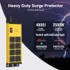 CCCEI Magnetic Heavy Duty Power Strip Surge Protector 20Amp, 12 Gauge High Amp Extension Outlets, Garage Wall Mount 8 Plug Metal Power Strip. 25FT, Yellow, 5-15P Adapter 6-20R T-Slot 20a for Appliance view 2