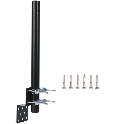 CEKAY Pole Mount with Bracket & Clamp U-Bolts for Outdoor Antennas, Signal Boosters & Weather Stations  16 1/2" Length, 1 1/4" OD Steel Pole, Powder-Coated, Corrosion-Resistant