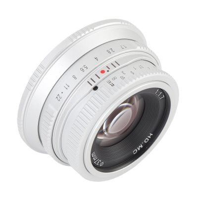 25mm F1.7 Manual Focus Fixed Lens for A6400 A6500 A6600 10 1 A7II A73, Large Aperture Wide Angle Manual Focus Lens Compatible with NEX Mount E Mount Mirrorless Cameras (Silver)