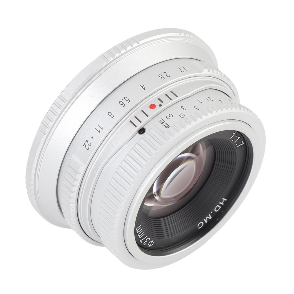 25mm F1.7 Manual Focus Fixed Lens for A6400 A6500 A6600 10 1 A7II A73, Large Aperture Wide Angle Manual Focus Lens Compatible with NEX Mount E Mount Mirrorless Cameras (Silver)