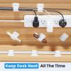 Cable Management Under Desk, Up to 15 CordEnhanced Wire Holder Reusable Cord Organizer Holder, Adjustable Hook and Loop Cable Ties, Wire Clips Under Table Hider, 20 Pair(White) view 2
