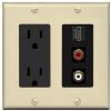 RiteAV HDMI and 2 RCA (Red/White) Wall Plate - Outlet [Ivory/Black] view 1