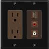 RiteAV HDMI and 2 RCA (Red/White) Wall Plate - Outlet [Black/Brown] view 1