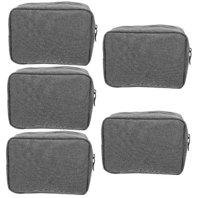 DIYEAH 5pcs Portable Earphone Organizer Bag for Travel Multi-functional Electronic Storage Case for Cables Chargers and Accessories Compact Grey Design for