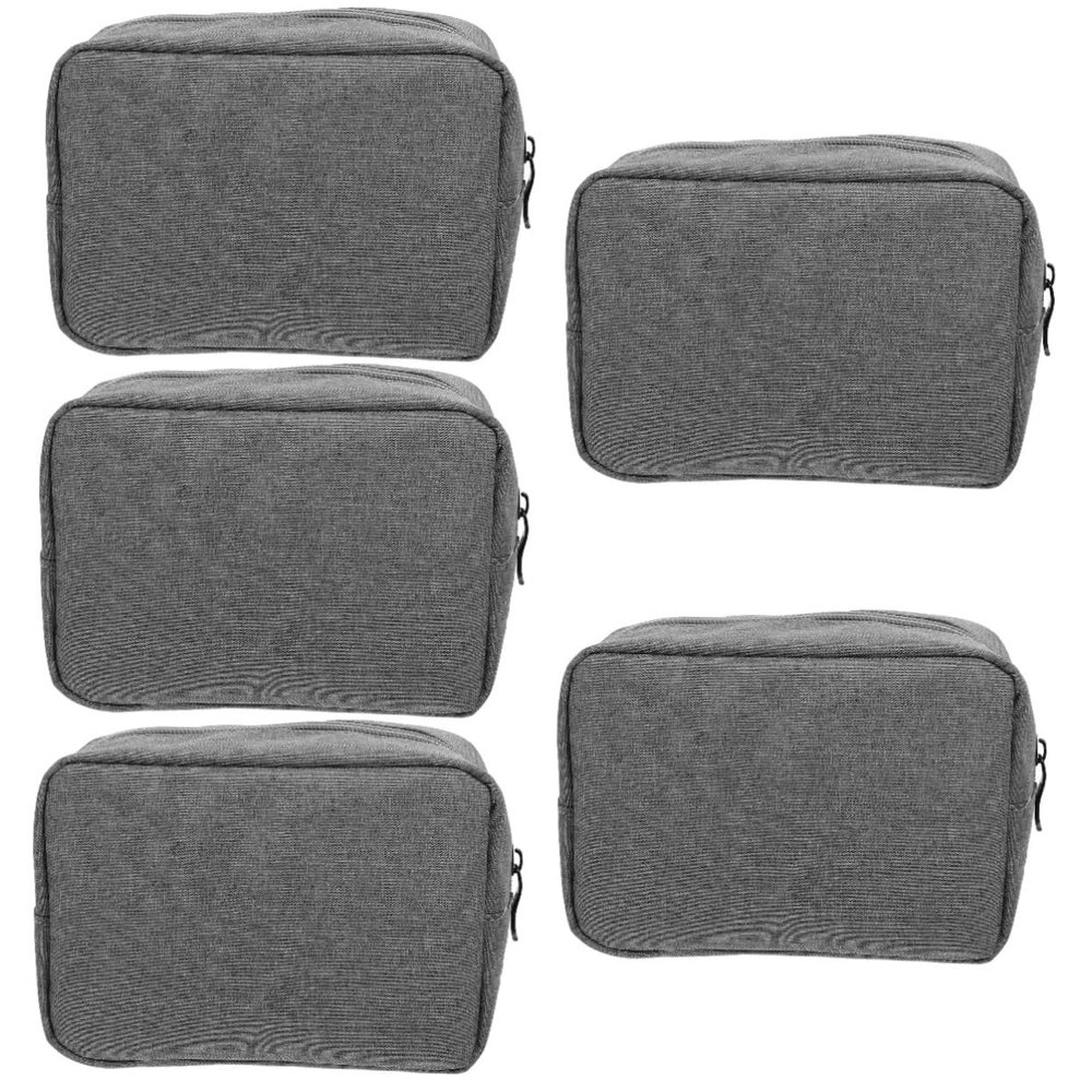 DIYEAH 5pcs Portable Earphone Organizer Bag for Travel Multi-functional Electronic Storage Case for Cables Chargers and Accessories Compact Grey Design for