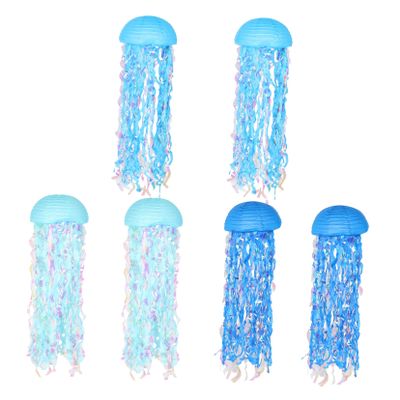 Vaguelly 6pcs Gradient Jellyfish Lanterns Under The Sea Mermaid Party Decorations Ocean Decor for Showers Easy Indoor and Outdoor Events