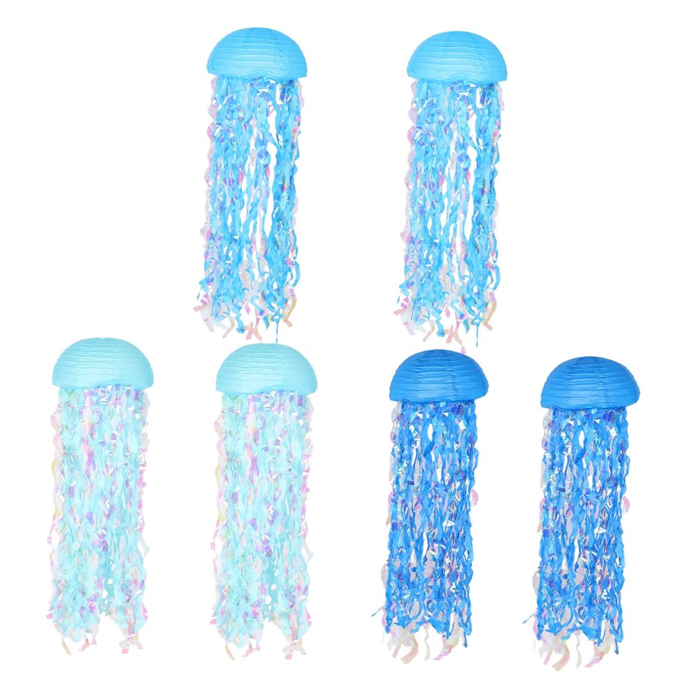 Vaguelly 6pcs Gradient Jellyfish Lanterns Under The Sea Mermaid Party Decorations Ocean Decor for Showers Easy Indoor and Outdoor Events