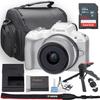 Canon EOS R50 Mirrorless Camera (White) w/Canon RF-S 18-45mm f/4.5-6.3 is STM Lens + Camera Case + 64GB Memory + Deluxe Starter Kit + Hand Grip Stabilizer Tripod + More (13pc Bundle) (Renewed) view 1