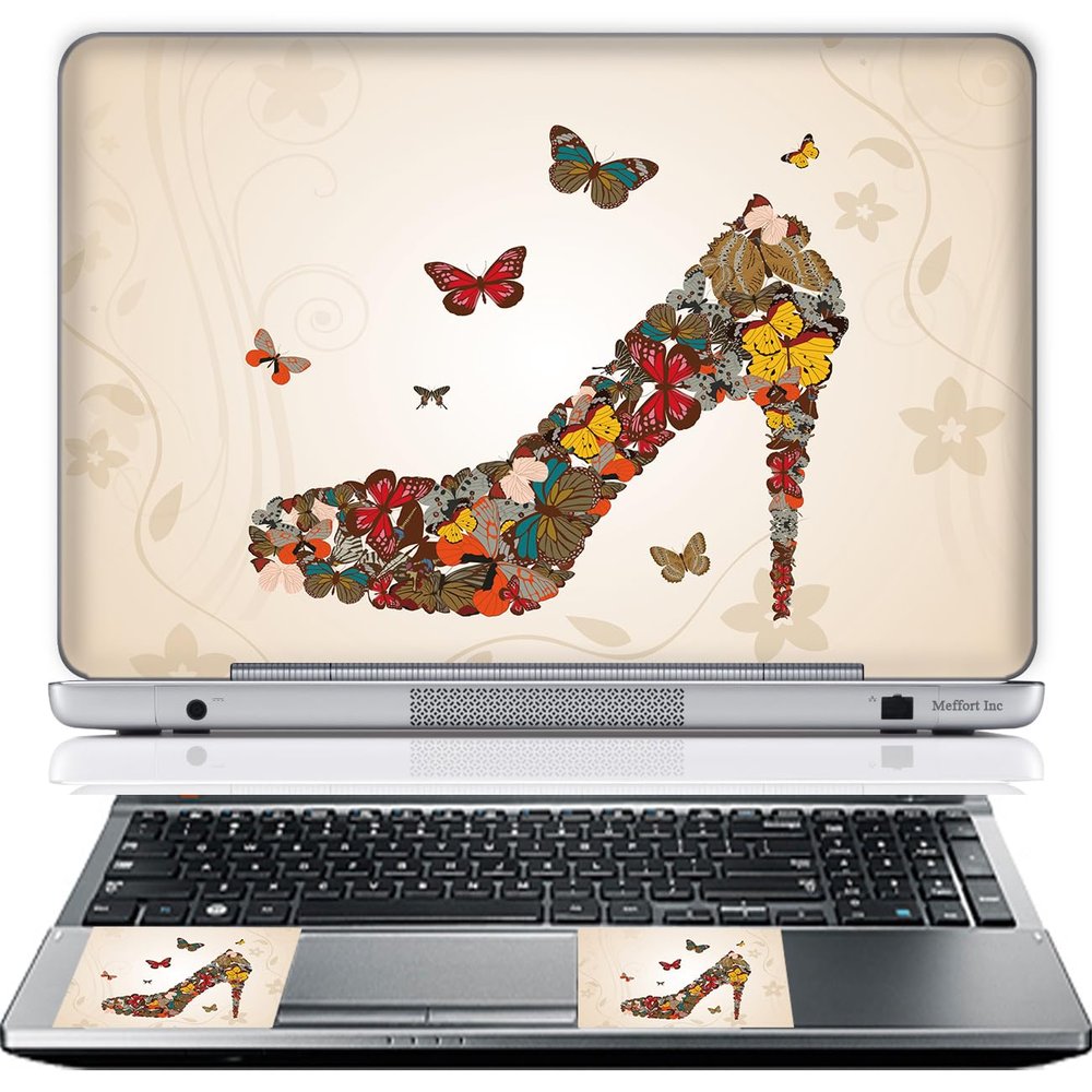 11.6 12 Inch Laptop Skin Sticker Cover Premium Sticker Cover Art Decal Decorative (Included 2 Wrist Pad Skins) - Butterfly High Heel