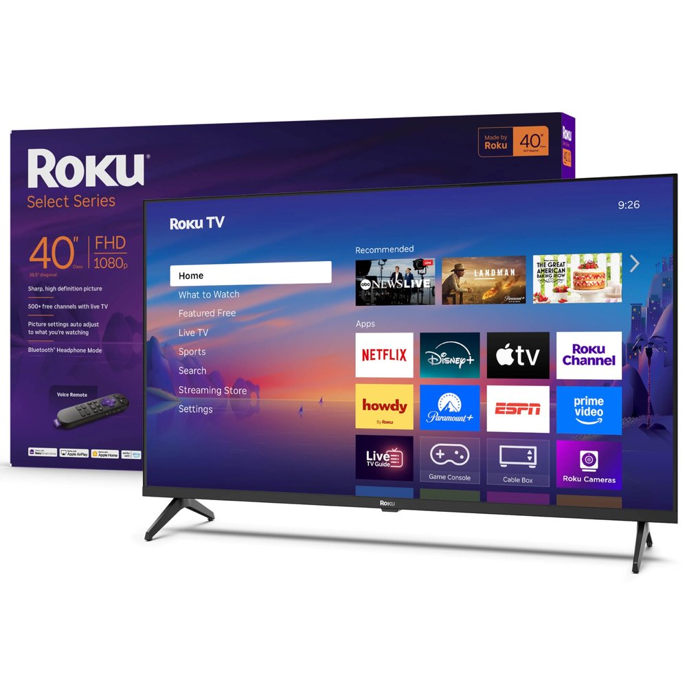 Roku Smart TV  40-Inch Select Series, 1080p Full HD TV  Roku TV with Voice Remote  Flat Screen LED Television with Wi-Fi for Streaming Live Local News, Sports, Family Entertainment