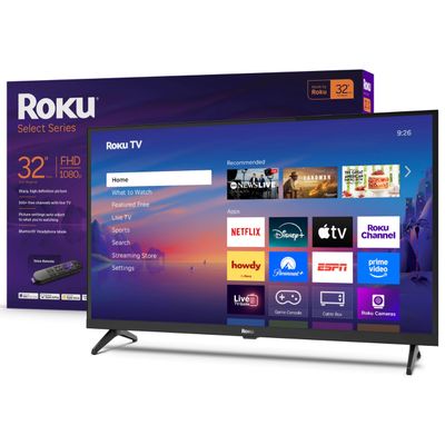 Roku Smart TV 32-Inch Select Series, 1080p Full HD TV Roku TV with Voice Remote Flat Screen LED Television with Wi-Fi for Streaming Live Local News, Sports, Family Entertainment
