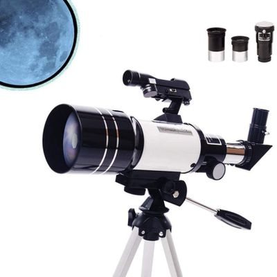 Kids 70mm Refractor cope for Astronomy Beginners, 300mm Focal Length, Portable Camping, Adjustable Tripod, Easy Setup, Children to Explore Space and Stars