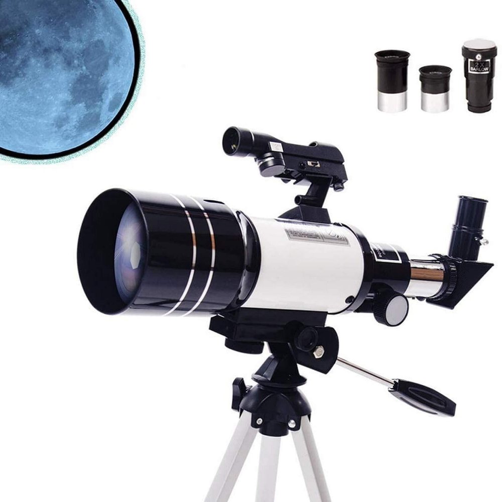 Kids 70mm Refractor cope for Astronomy Beginners, 300mm Focal Length, Portable Camping, Adjustable Tripod, Easy Setup, Children to Explore Space and Stars
