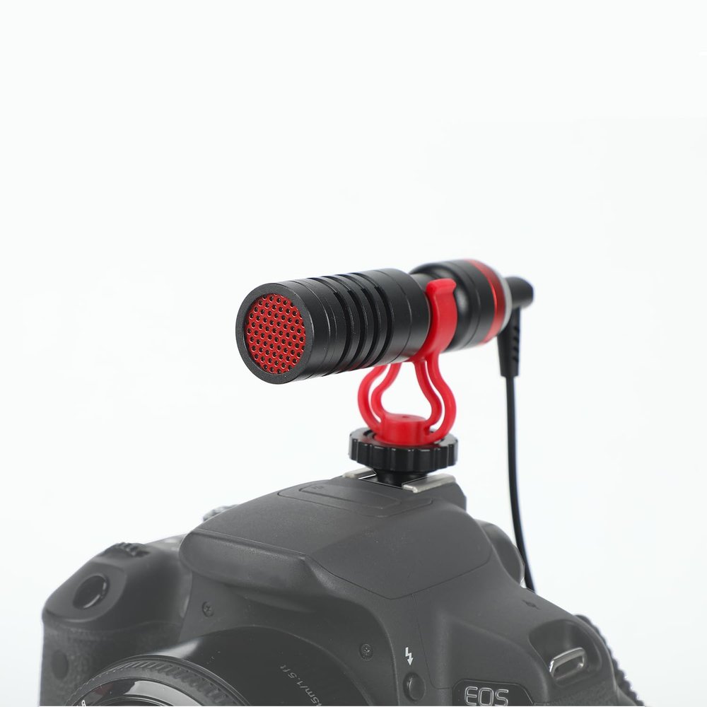 Arector Professional Universal Shotgun Video Microphone for Camera and Smartphones with Shock MountWindscreen - Black