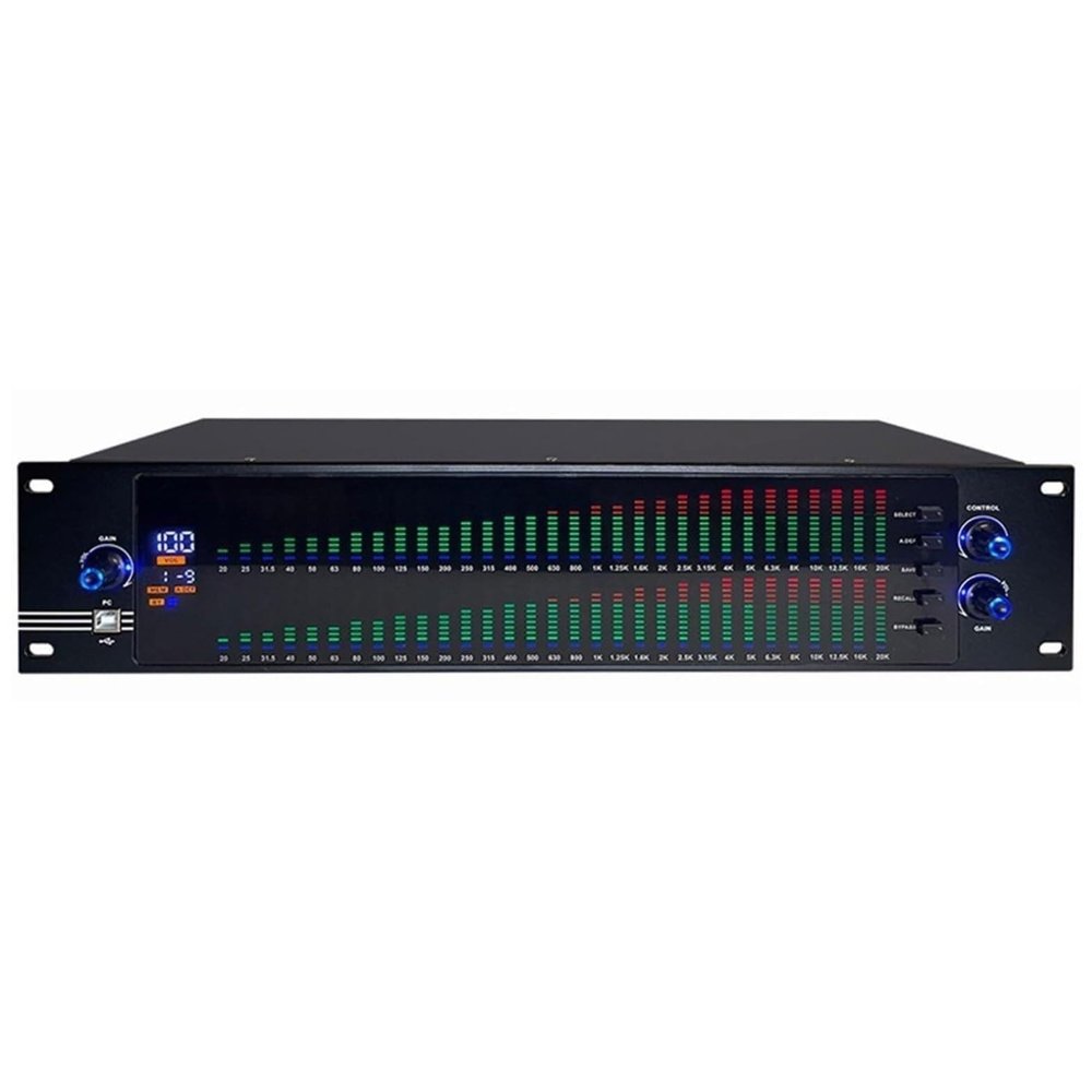 Audio Digital Equalizer,31-Band Stereo Graphic Equalizer, LED Spectrum Display, 10 Preset Effects,Signal Processors for Recording Studio(2)