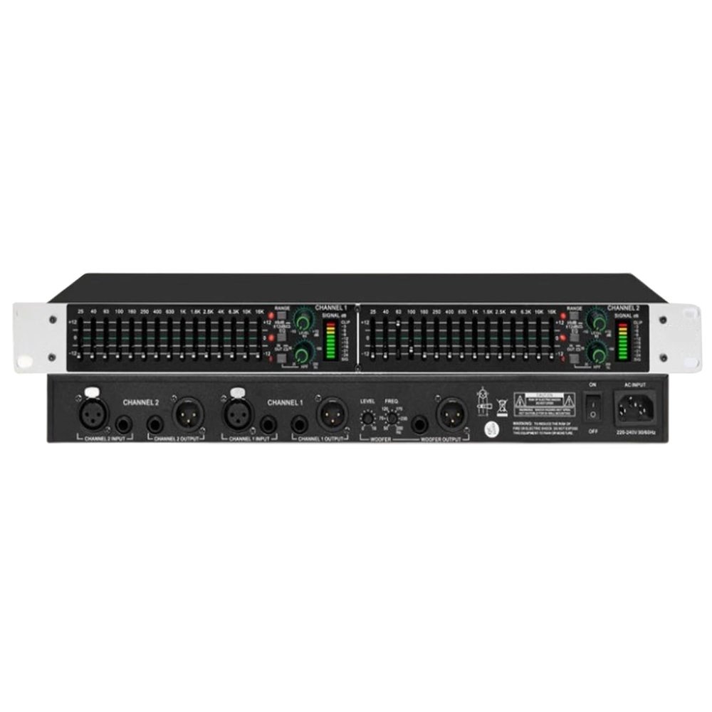 Dual Channel 15-Band Stereo Equalizer,Graphic Equalizer,with Low/Middle/Treble Independent Adjustment for Home/DJ Performance/Club/Studio