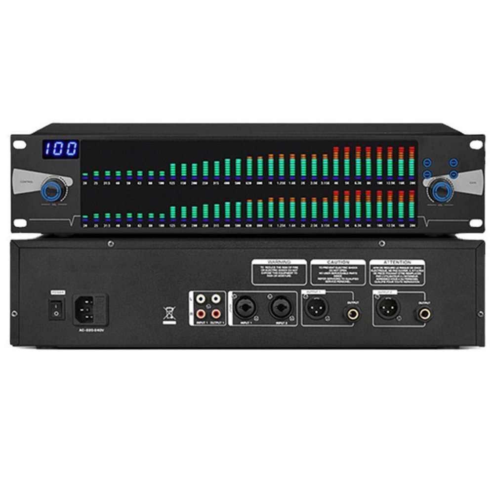 Dual Stereo Graphic Equalizer,31-Band Digital Equalizer,LED Spectrum Display with Automatic Noise Reduction for Recording Studio